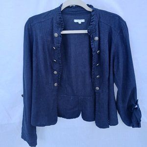 Maurices Blue Open Button Ruffle Jacket Size Medium